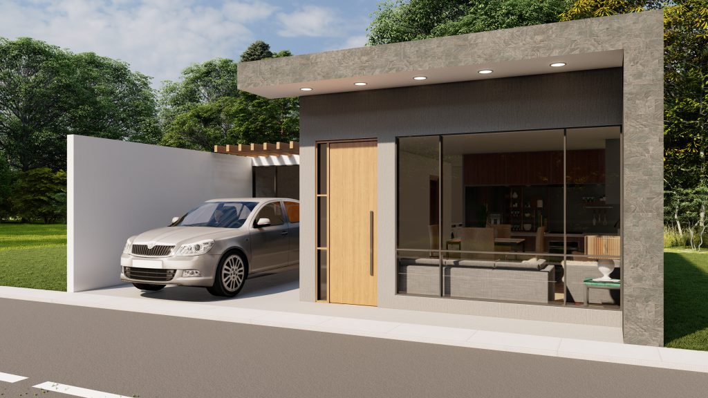 Casa tipo planta 3 Render 3D del diseño arquitectónico moderno de un proyecto de vivienda o área de ventas de BCI Constructora.